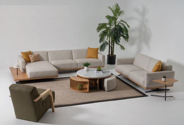 Living landscape Corner suite L-shape Couch Upholstery Fabric Corner sofa