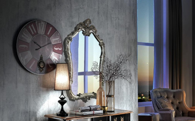 Mirror Classic r Wall mirror Wood Design Silver Living room Italy Furniture