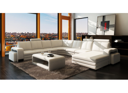 Large Living landscape sofa Upholstery Corner suite + Stool couch Table Complete set
