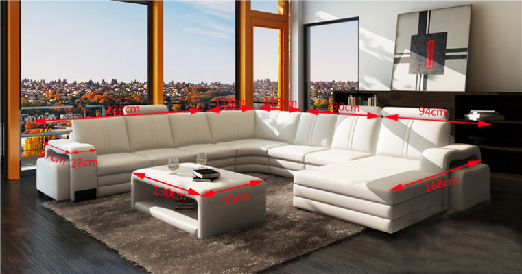 Living room Seat Suite Sofa Upholstery Set Living landscape Sofa + 2x Stool