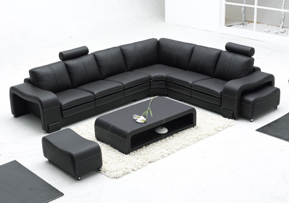 Complete e Sofa Couch Modern Suite Corner sofa + Stool + Coffee table