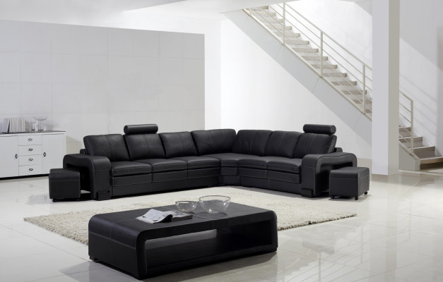 Complete e Sofa Couch Modern Suite Corner sofa + Stool + Coffee table