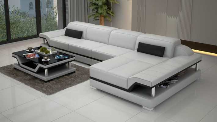 Design Corner sofa L-shape Couch Leather Sofas White Living landscape Couches