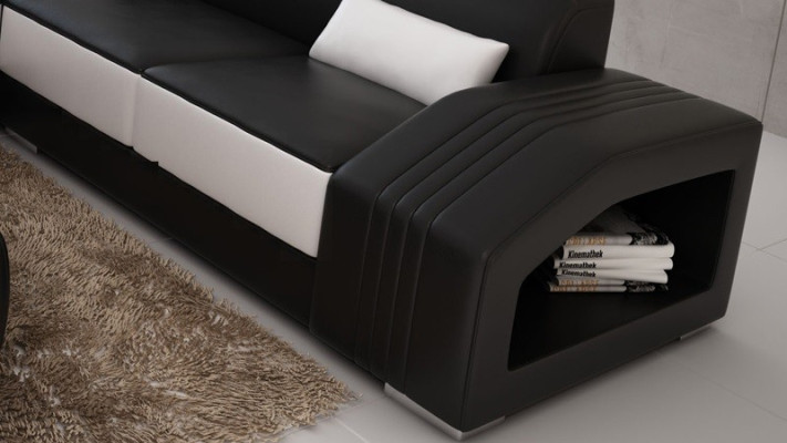 Leather sofa L-shape Couch Furniture Living landscape Corner sofa Suite Design