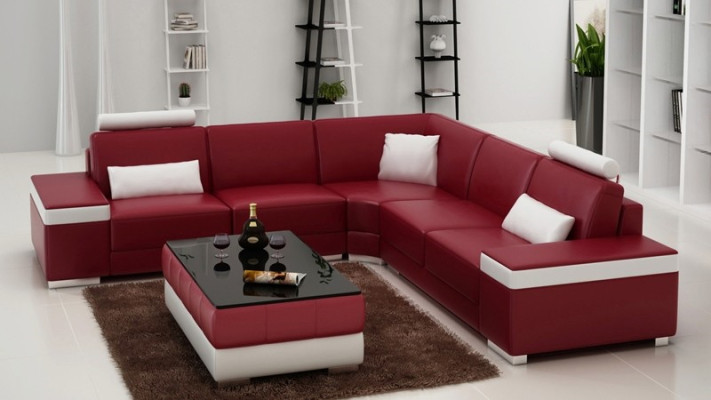 Leather sofa Furniture L-shape Couch Living landscape Corner sofa Suite Design