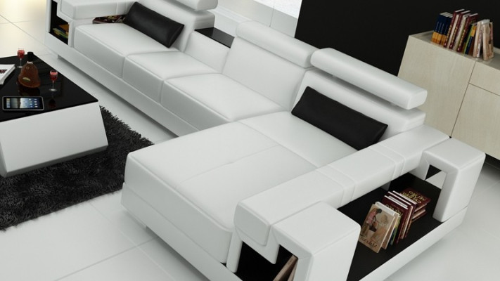 L-shape Sofa Couch Upholstery Suite Living landscape Design Corner sofa Leather