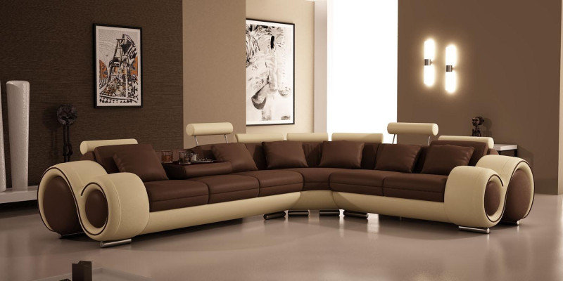 Corner sofa Leather Sofa Couch Upholstery Corner Seat Living landscape Suite L-shape Fabric