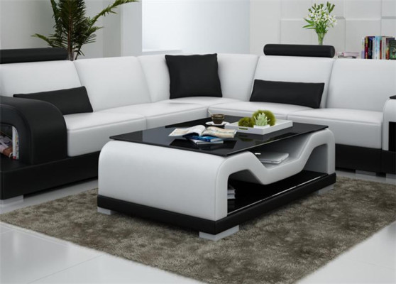 Black coffee table glass table sofa side modern table upholstered