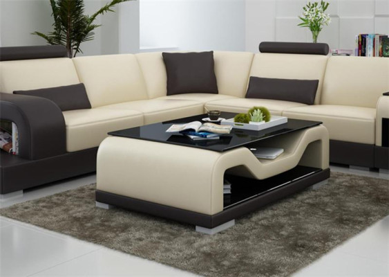 Black coffee table glass table sofa side modern table upholstered