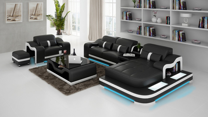 Complete Set Suite Corner sofa Couch Corner suite + Table + USB Corner sofa