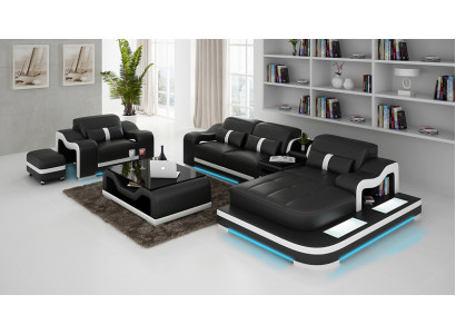 Complete Set Suite Corner sofa Couch Corner suite + Table + USB Corner sofa