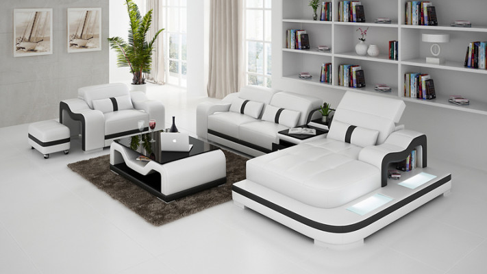 Complete Set Suite Corner sofa Couch Corner suite + Table + USB Corner sofa