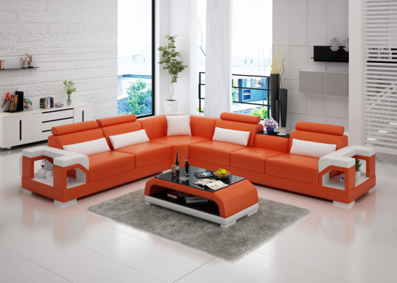 Modern Leather Sofa Couch Upholstery Corner suite Corner sofas Sofa Couches Corner sofa + USB