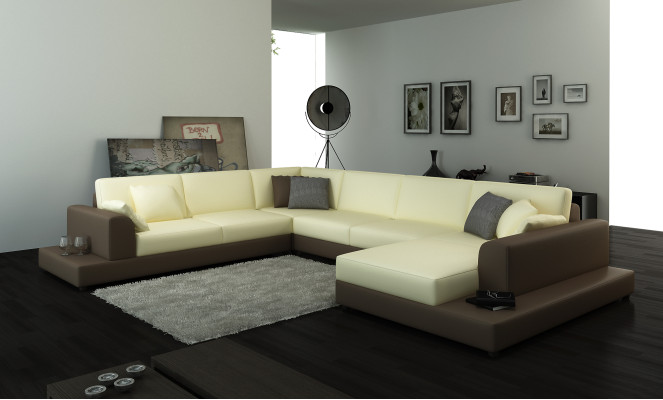 Living landscape Living room Corner sofa Leather Sofa Couch Upholstery Seat