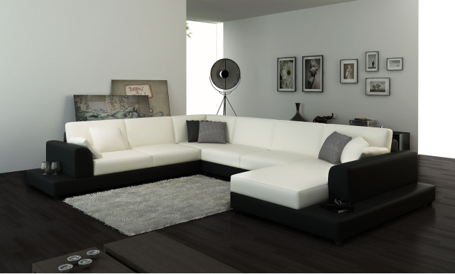 Living landscape Living room Corner sofa Leather Sofa Couch Upholstery Seat