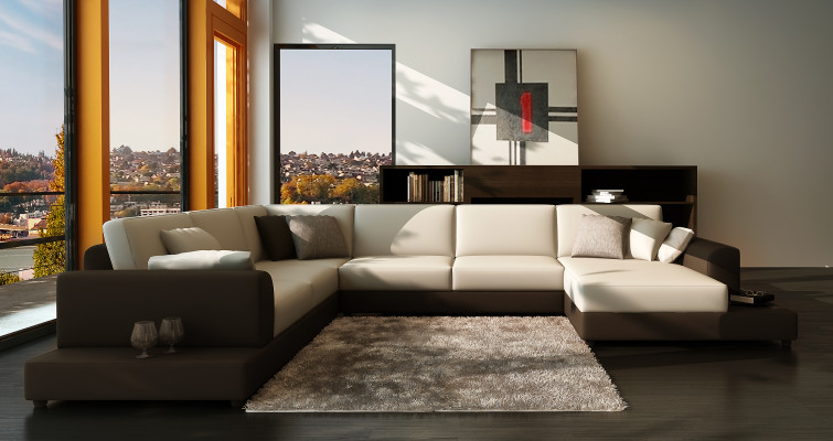 Living landscape Living room Corner sofa Leather Sofa Couch Upholstery Seat