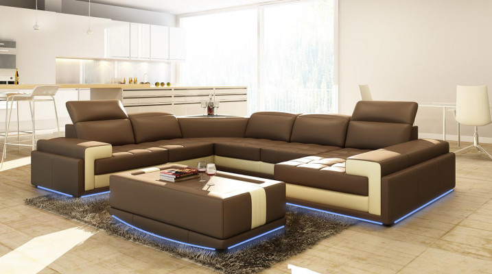 Leather sofa Couch Living landscape Corner sofa Modern Corner Suite Design Decor
