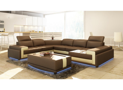 Leather sofa Couch Living landscape Corner sofa Modern Corner Suite Design Decor