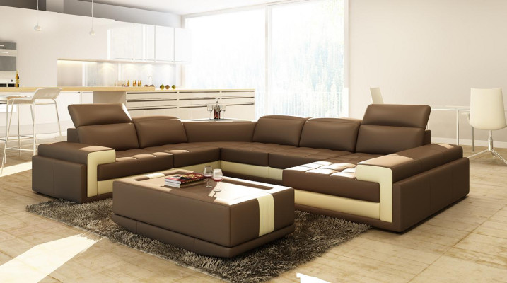 Leather sofa Couch Living landscape Corner sofa Modern Corner Suite Design Decor