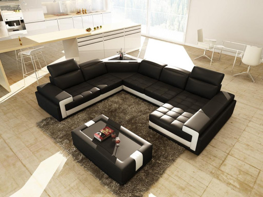 Leather sofa Couch Living landscape Corner sofa Modern Corner Suite Design Decor
