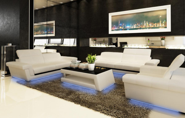 Leather sofa Couch Living landscape 3 Seater Design Modern Sofa 5136_3ER