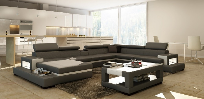Leather sofa Corner sofa U-shape Couch Living landscape Designer Seat Corner LEONARDO-B