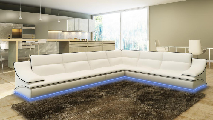 Leather sofa Living landscape Corner sofa XXL Upholstery Corner Seat Couch Suite