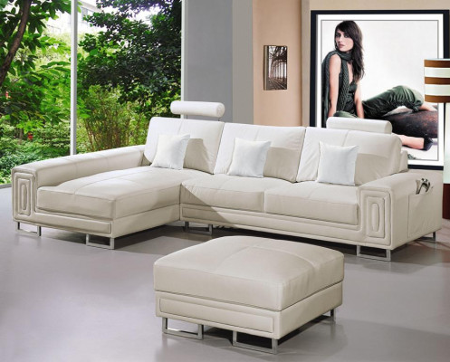 Leather sofa sofa couch upholstery corner suite 190x334cm Living landscape L-shape 2055