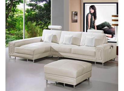 Leather sofa sofa couch upholstery corner suite 190x334cm Living landscape L-shape 2055