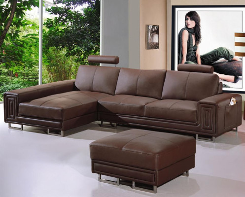 Leather sofa sofa couch upholstery corner suite 190x334cm Living landscape L-shape 2055