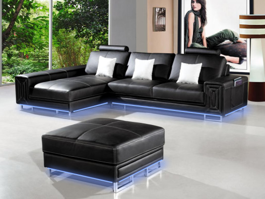 Leather sofa sofa couch upholstery corner suite 190x334cm Living landscape L-shape 2055