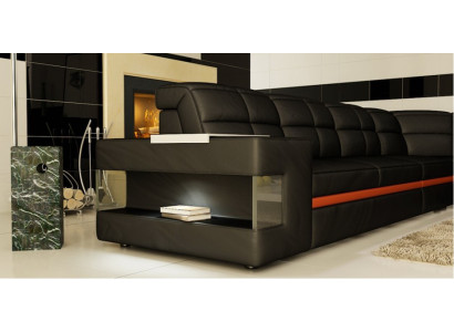 Leather sofa Designer sofa Corner sofa Couch Upholstery Sofa Corner suite with lighting