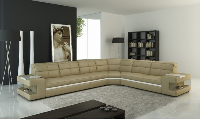 Leather sofa Designer sofa Corner sofa Couch Upholstery Sofa Corner suite with lighting