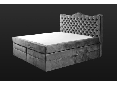Bed frame gray chesterfield Bedroom design elegant Fabric Classic Furniture Bed frame gray chesterfield Bedroom design elegant Fabric Classic Furniture