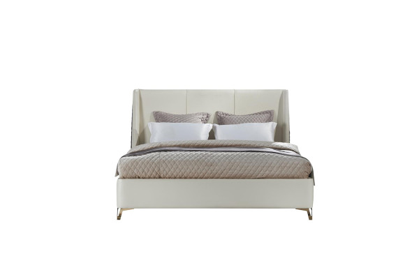 Design Bedroom Set 3 pieces. Leather Bed + 2x Bedside table Modern Luxury Beds