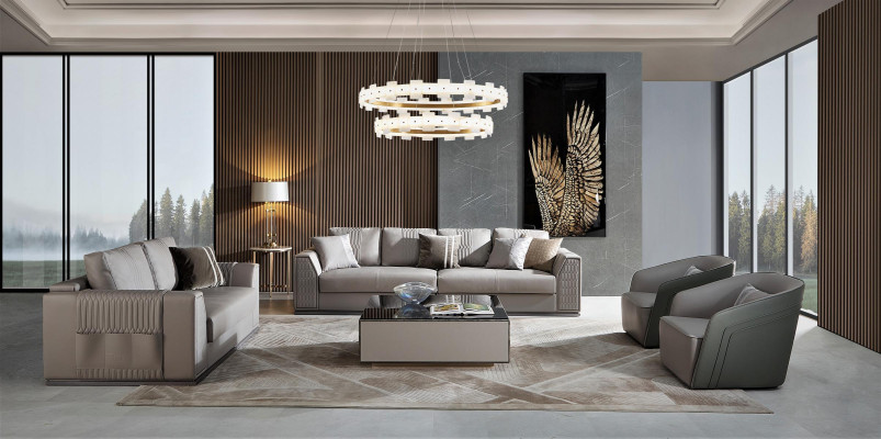 Elegant 3+2+1+1 sofa set Exquisite design in stylish gray tone
