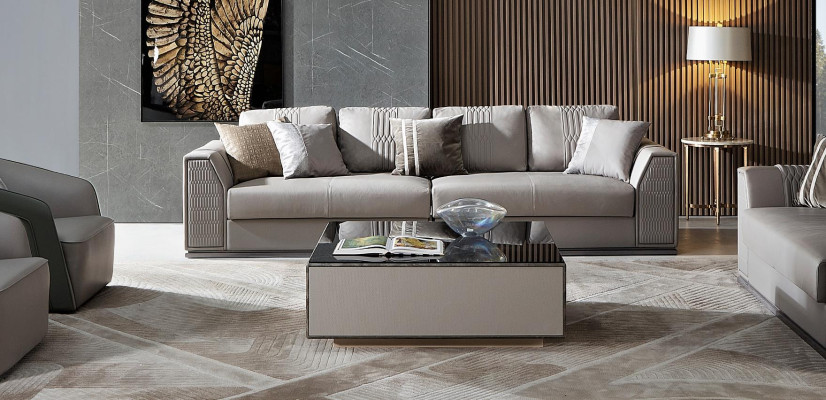 Elegant 3+2+1+1 sofa set Exquisite design in stylish gray tone