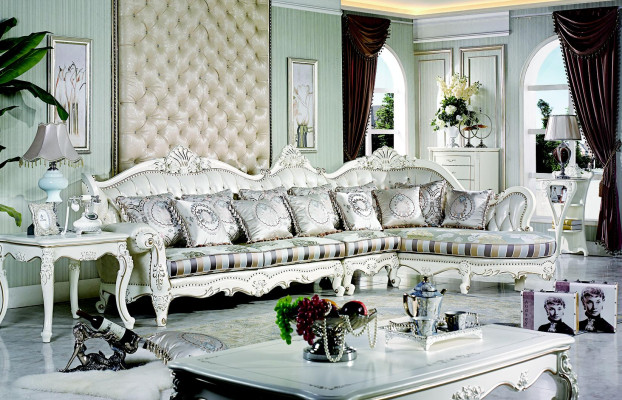 Classic r Charme Large Chesterfield corner sofa in Olive for your home