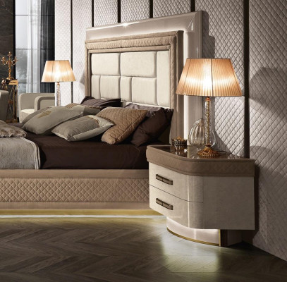 Design Luxury Bedroom Bed 2x Bedside tables Chest of drawers Suite Beds 8-piece set