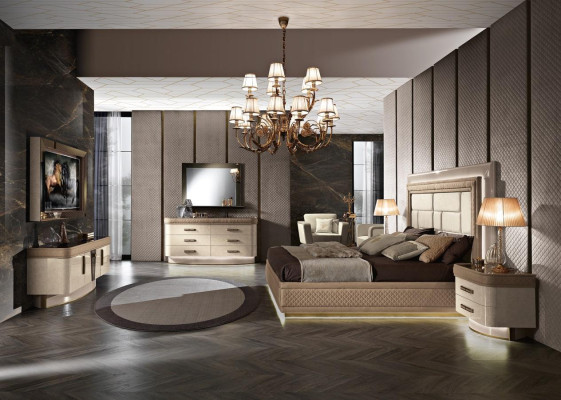 Bed Bedside table Chest of drawers Bedroom Set Design Luxus Complete Italy new 7-piece.