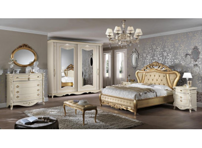 Double bed Bedroom Furniture Wardrobe Bedside table with drawers Chest of drawers 5pcs