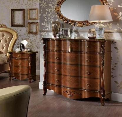 Bed Double Beds Bedside table Wardrobe Chest of drawers Bedroom Furniture 5pcs.