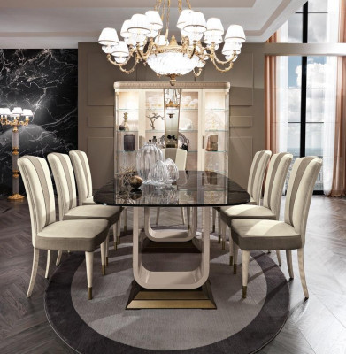 Dining room Set Suite 6x Chairs Dining table Group Dining set Vitrinen Table 7pcs