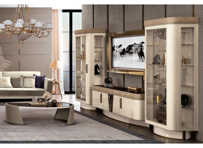 Wall unit set 4 pieces. Living room TV cabinet Display case Shelf Modern Suite Group Wood tv