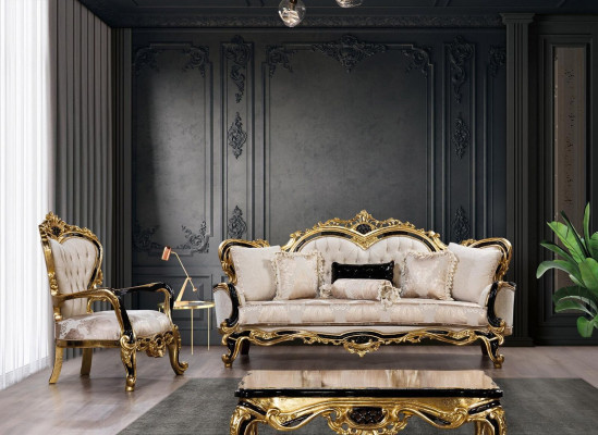 Sofa set Classic Luxury Sofas Armchair Living room set 3+1 Seat Chesterfield