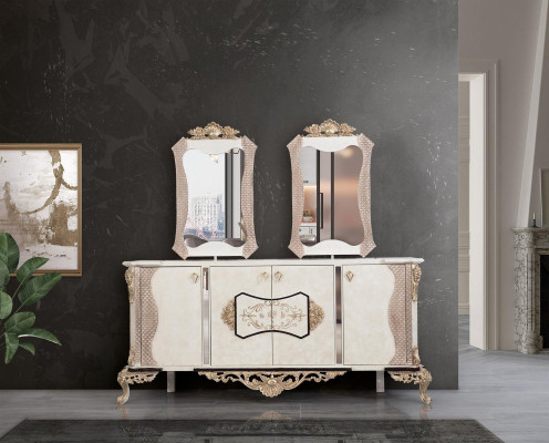Sideboard with Mirror Suite Ess Baroque Chests of drawers Wood Chest of drawers Wood Wardrobe new
