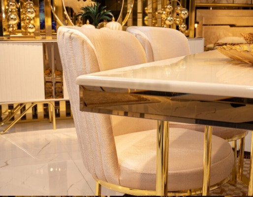 Elegant dining room set Discover modern style in a milky shine