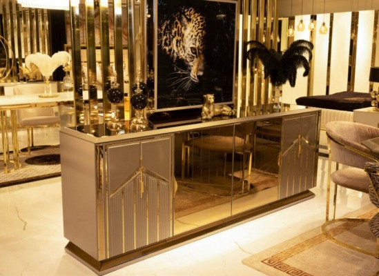 Sideboard Sideboard High Gloss XXL Chest of drawers Living room Wood Furniture Italy Display case
