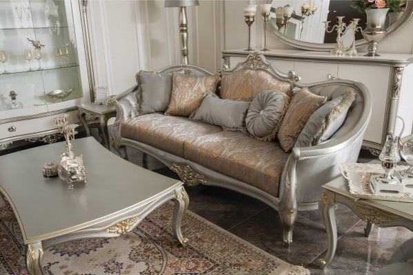 Classic Silver Display Case French Style Furniture Sideboard Glass Cabinet