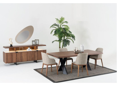 Dining room Set Table 4x Chairs Sideboard Mirror Dining set Design